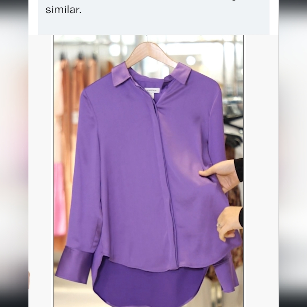 Oversized Large Satin Hidden Button Up - image 6